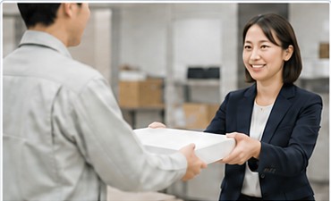 完成品をお客様へ納品する様子