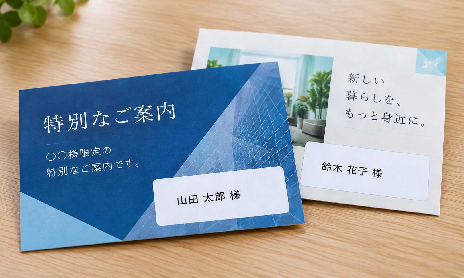 宛名を差し替えたダイレクトメールの印刷サンプル